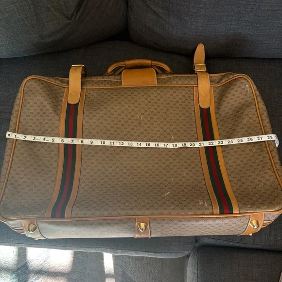 Gucci Vintage Authentic Coated Canvas Luggage Large Stripes 1980’s GG Monogram - Picture 13 of 15
